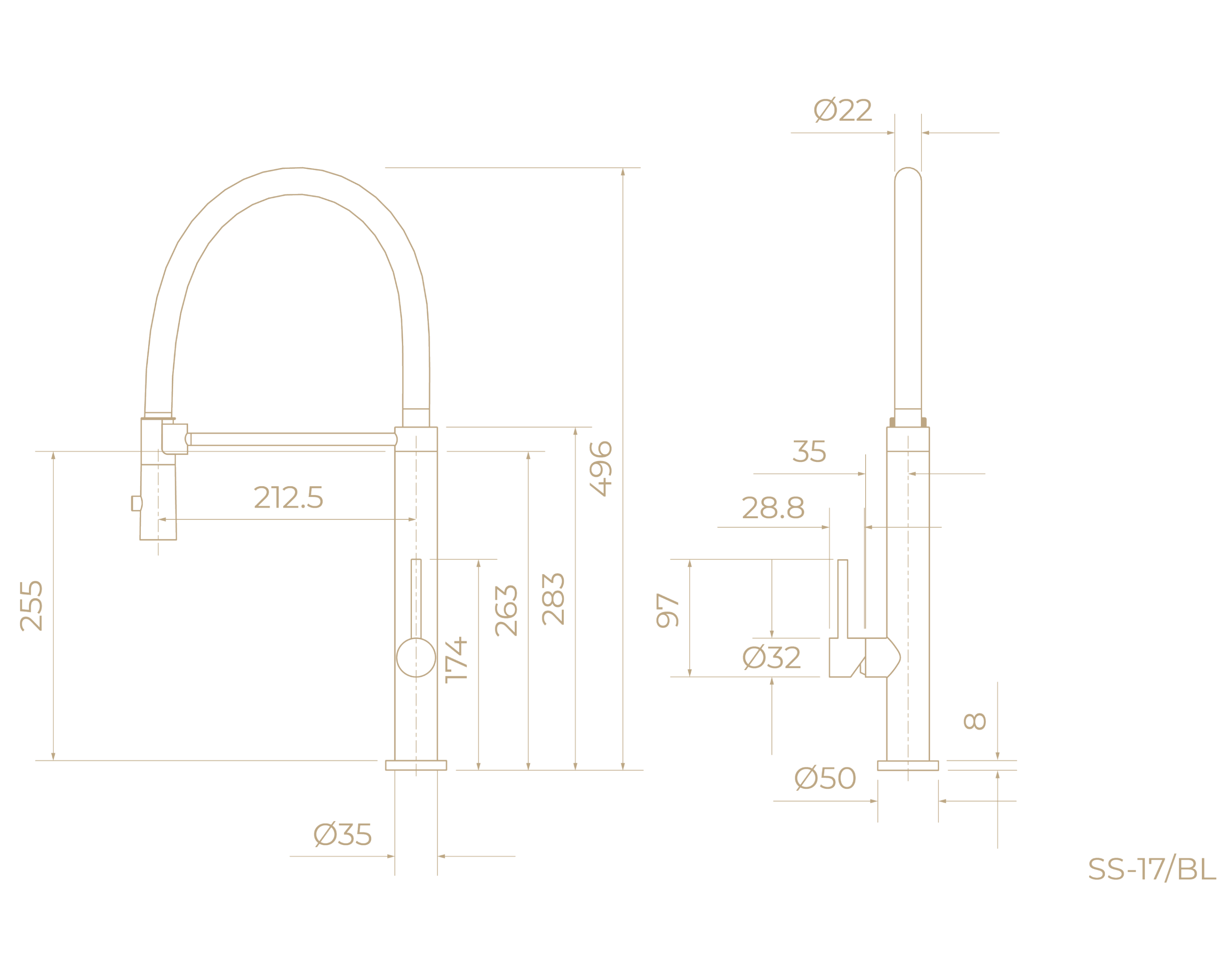 Смеситель для кухни SS-17/BL